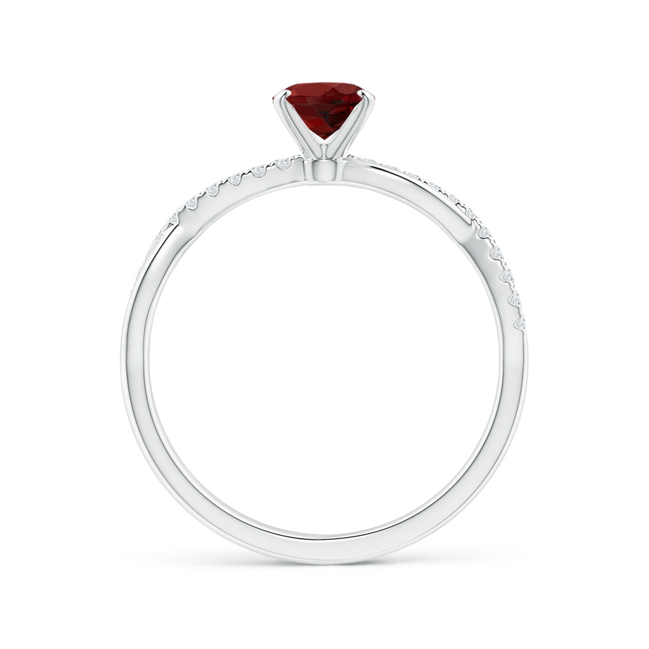 7x5mm AAAA Oval Garnet Twist Shank Ring with Diamonds in P950 Platinum side 199