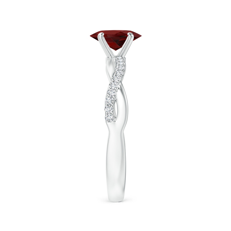 7x5mm AAAA Oval Garnet Twist Shank Ring with Diamonds in P950 Platinum side 299