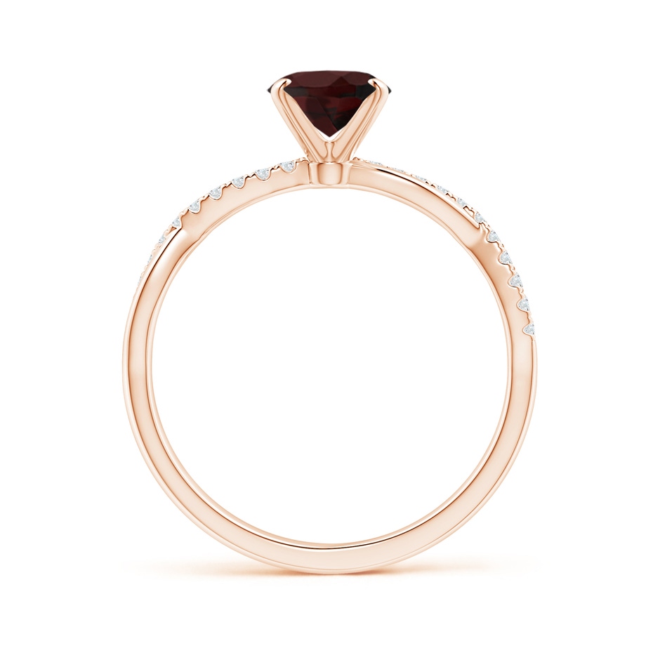 8x6mm A Oval Garnet Twist Shank Ring with Diamonds in 18K Rose Gold side 199