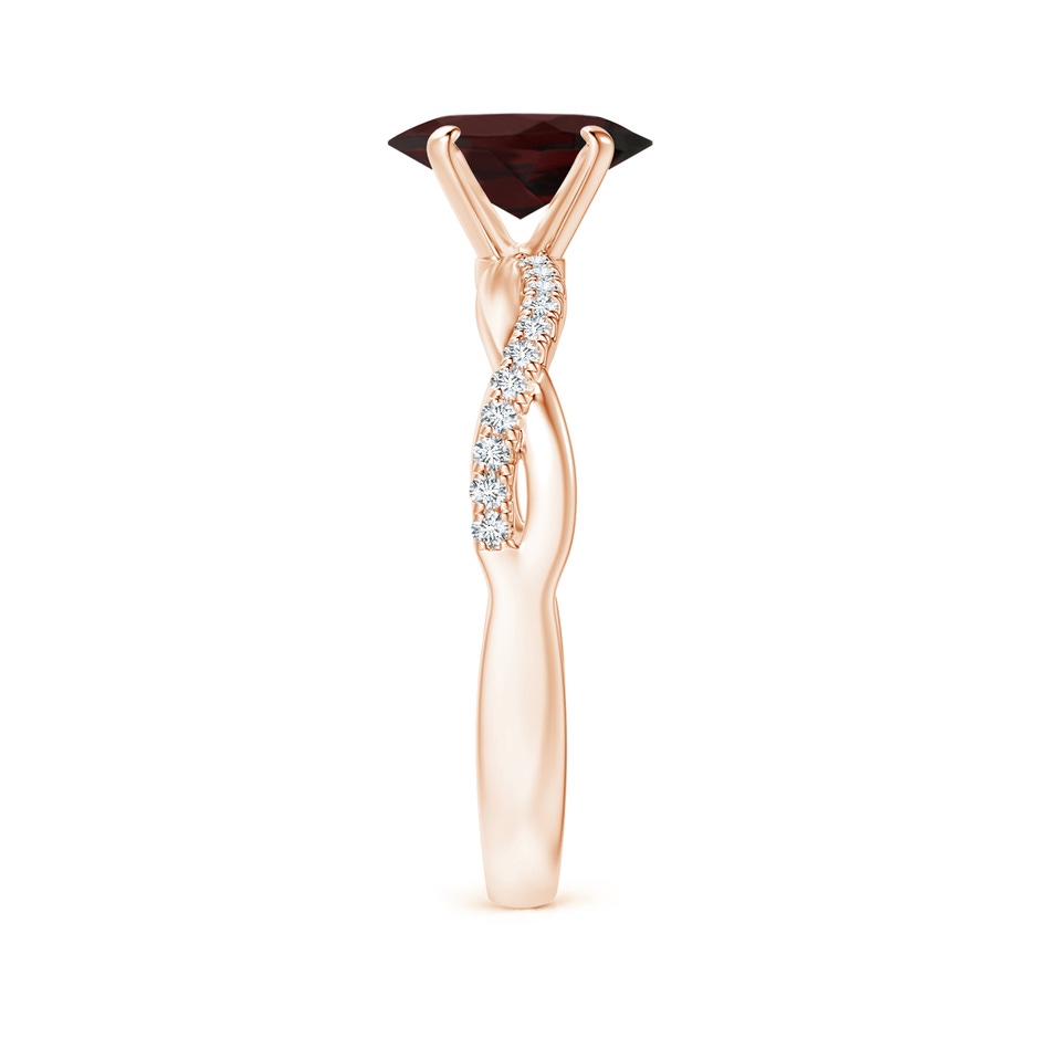 8x6mm A Oval Garnet Twist Shank Ring with Diamonds in 18K Rose Gold side 299