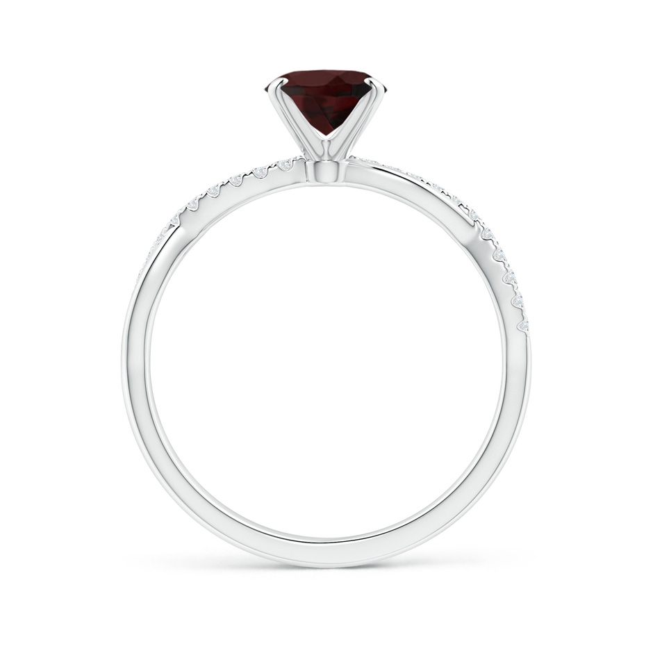 8x6mm A Oval Garnet Twist Shank Ring with Diamonds in 18K White Gold side 199