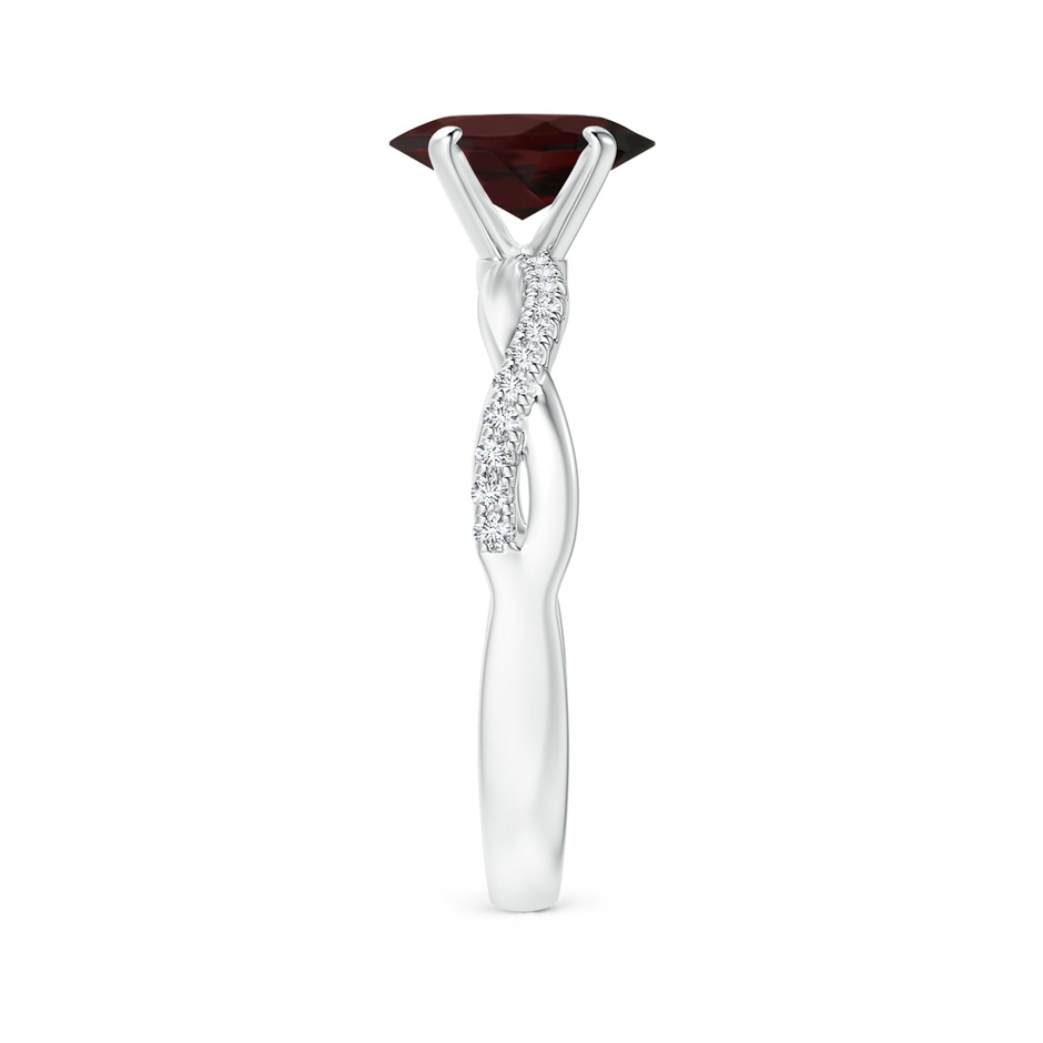 8x6mm A Oval Garnet Twist Shank Ring with Diamonds in P950 Platinum side 299