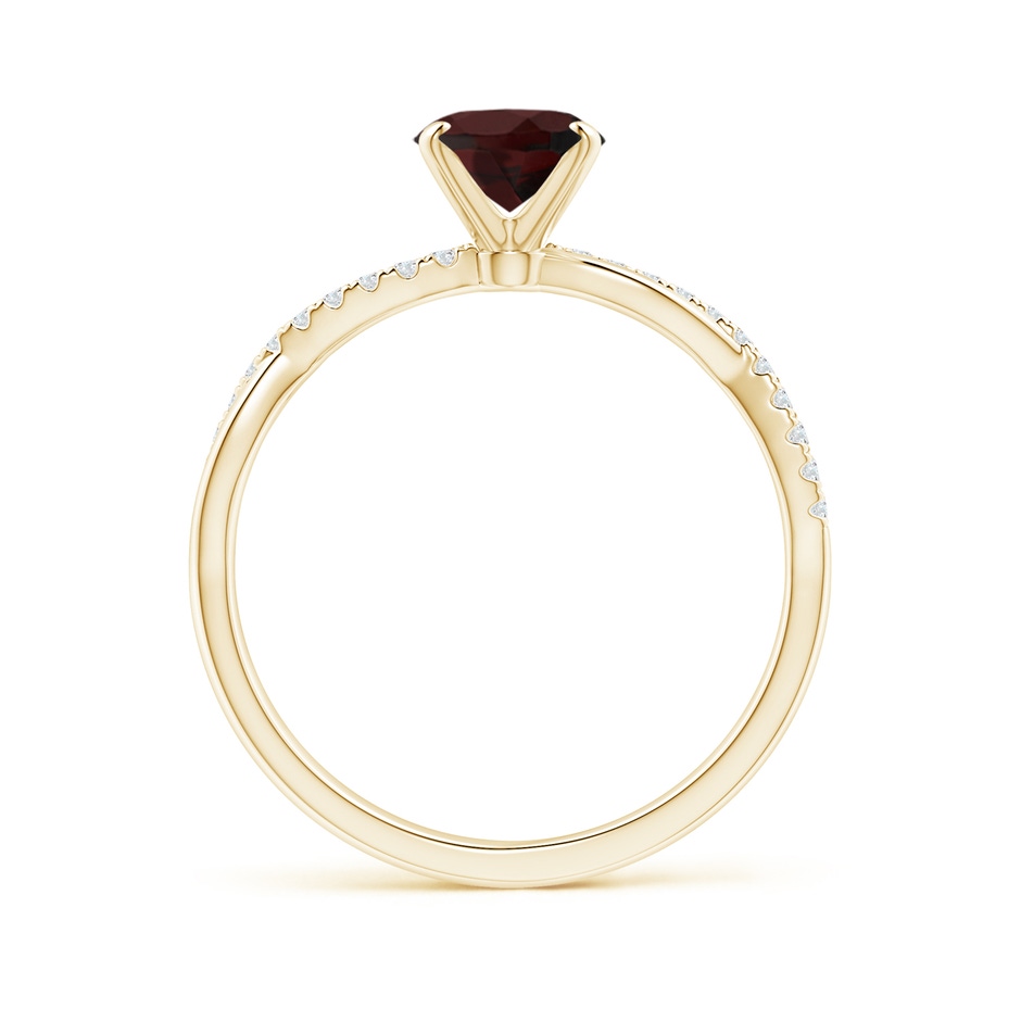 8x6mm A Oval Garnet Twist Shank Ring with Diamonds in Yellow Gold side 199