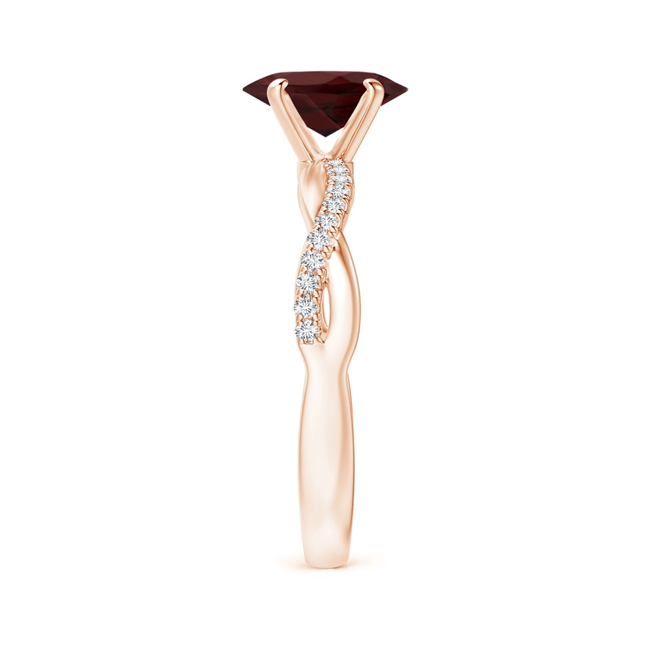 8x6mm AA Oval Garnet Twist Shank Ring with Diamonds in Rose Gold side 299