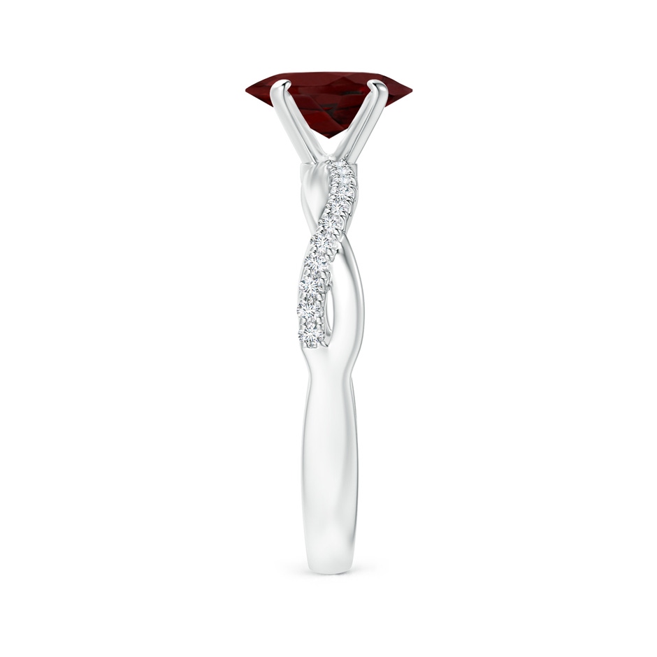 8x6mm AAA Oval Garnet Twist Shank Ring with Diamonds in P950 Platinum side 299