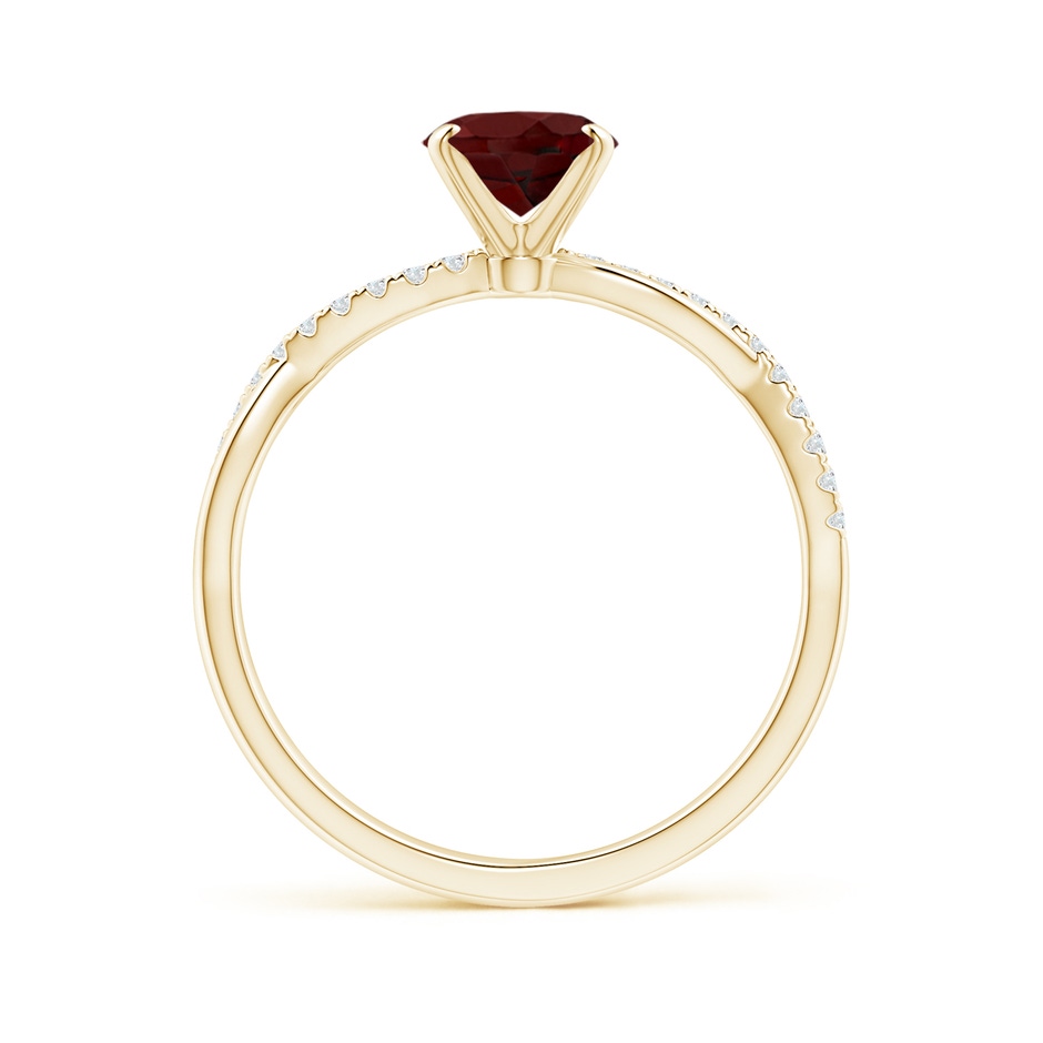 8x6mm AAA Oval Garnet Twist Shank Ring with Diamonds in Yellow Gold side 199