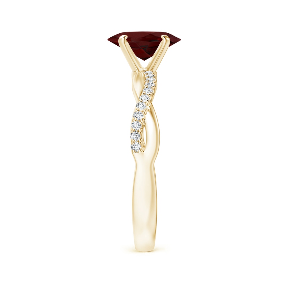 8x6mm AAA Oval Garnet Twist Shank Ring with Diamonds in Yellow Gold side 299
