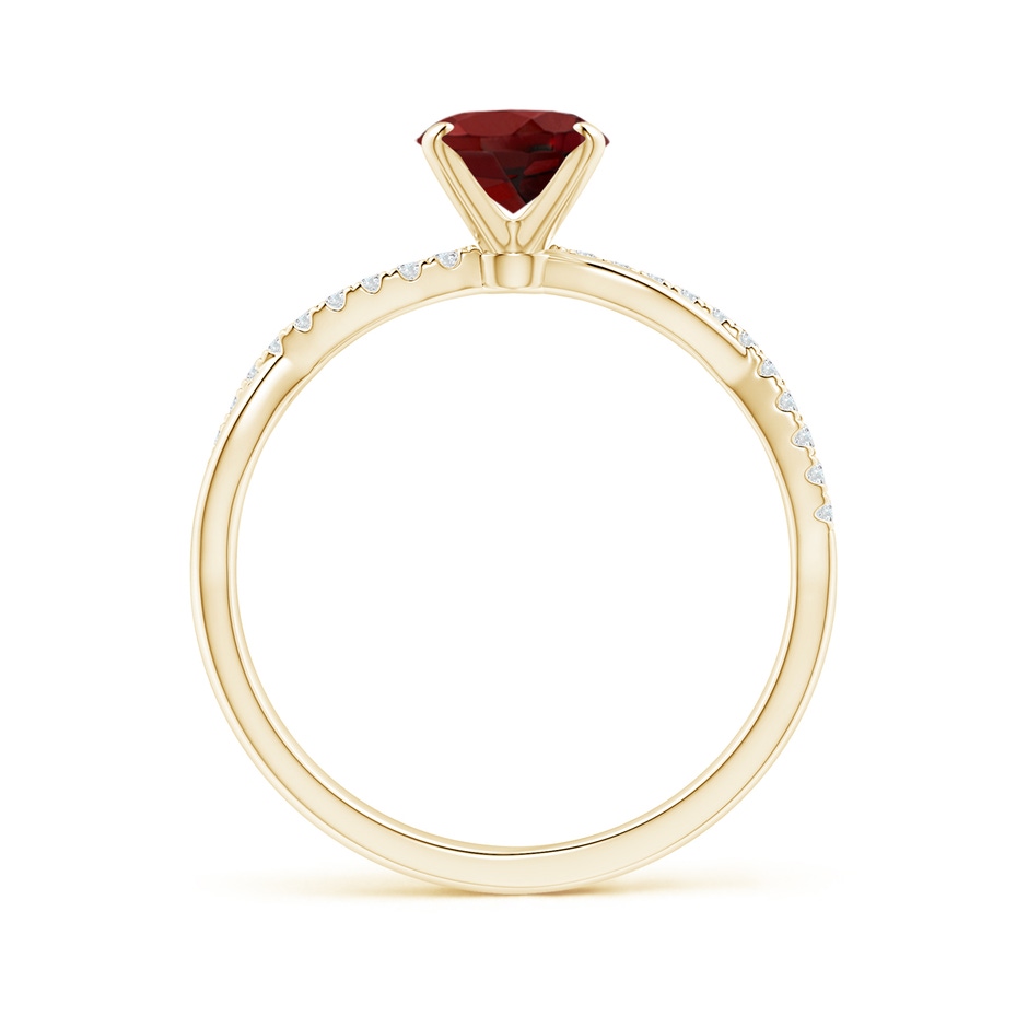 8x6mm AAAA Oval Garnet Twist Shank Ring with Diamonds in Yellow Gold side 199