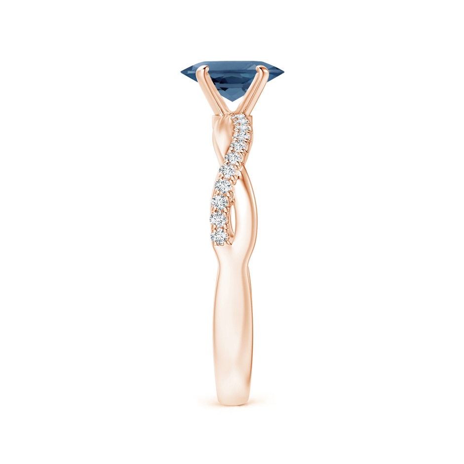 7x5mm A Oval London Blue Topaz Twist Shank Ring with Diamonds in 18K Rose Gold side 299