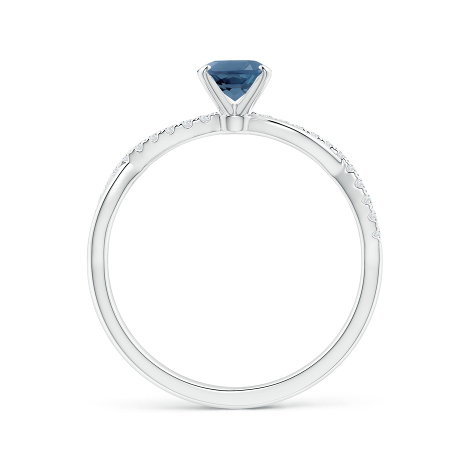 7x5mm A Oval London Blue Topaz Twist Shank Ring with Diamonds in 18K White Gold side 199