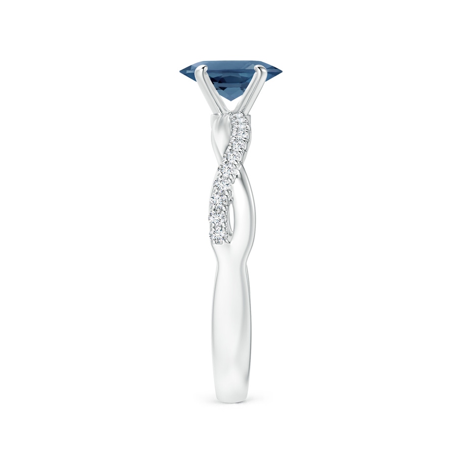 7x5mm A Oval London Blue Topaz Twist Shank Ring with Diamonds in 18K White Gold side 299