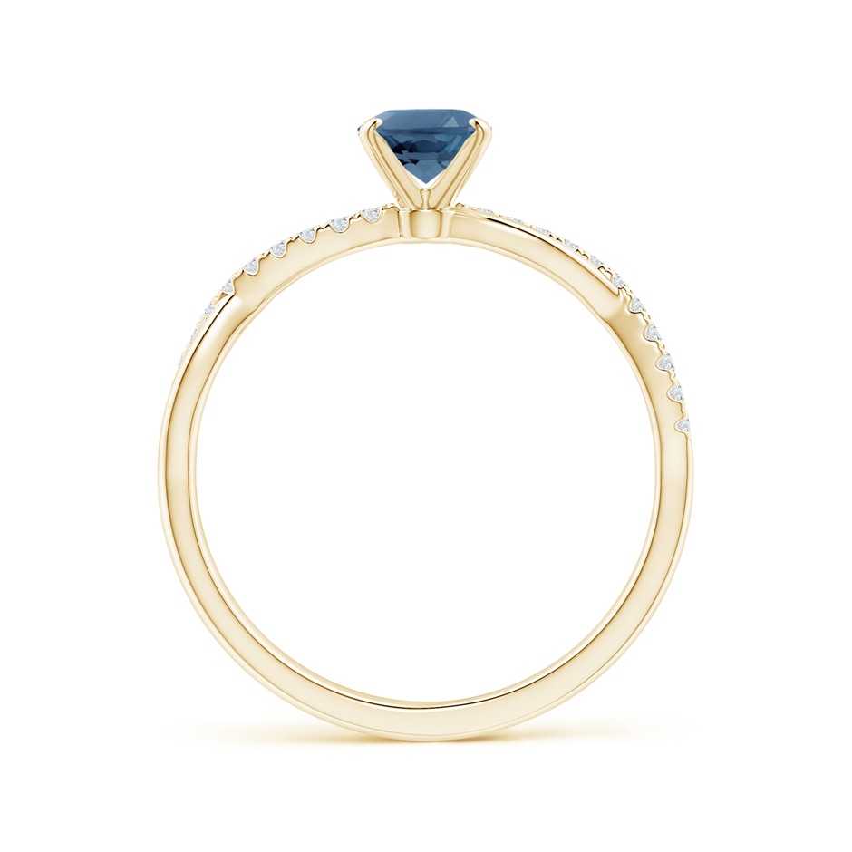 7x5mm A Oval London Blue Topaz Twist Shank Ring with Diamonds in 18K Yellow Gold side 199