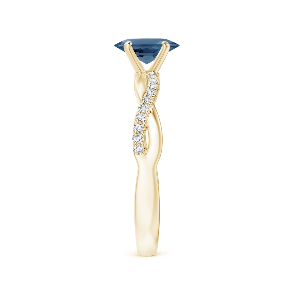 7x5mm A Oval London Blue Topaz Twist Shank Ring with Diamonds in 18K Yellow Gold side 299