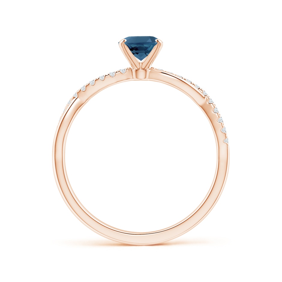 7x5mm AA Oval London Blue Topaz Twist Shank Ring with Diamonds in 18K Rose Gold side 199