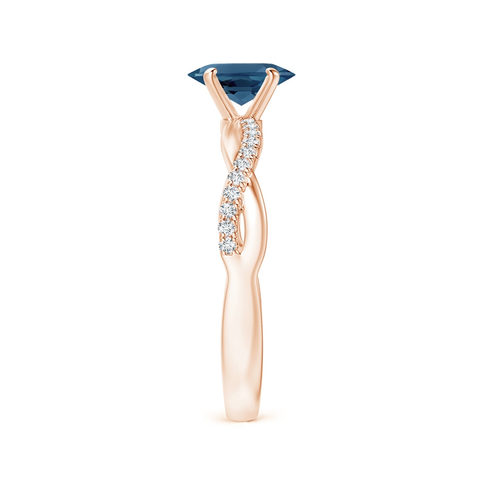 7x5mm AA Oval London Blue Topaz Twist Shank Ring with Diamonds in 18K Rose Gold side 299