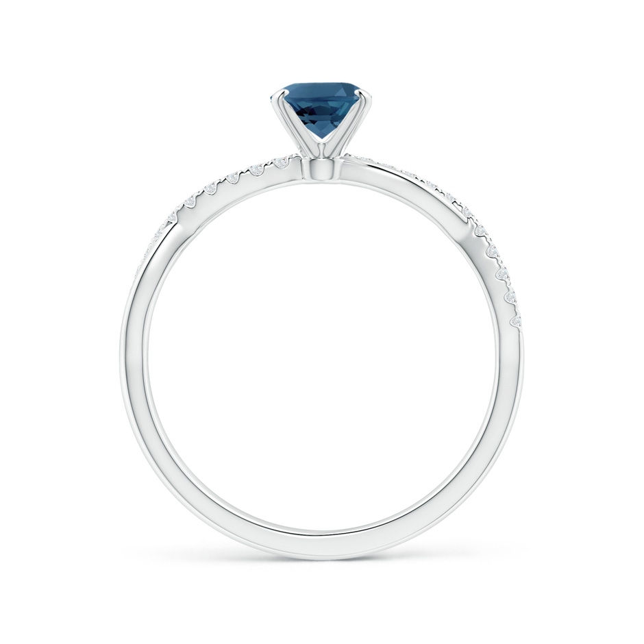 7x5mm AA Oval London Blue Topaz Twist Shank Ring with Diamonds in S999 Silver side 199
