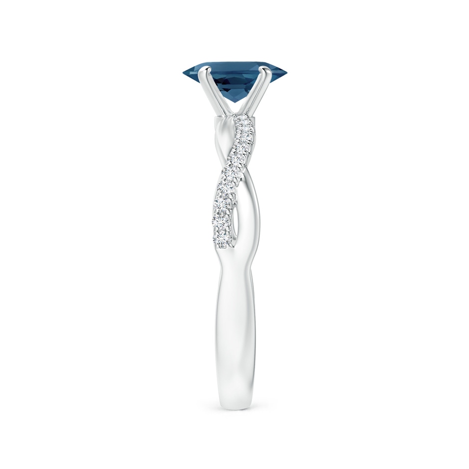 7x5mm AA Oval London Blue Topaz Twist Shank Ring with Diamonds in S999 Silver side 299