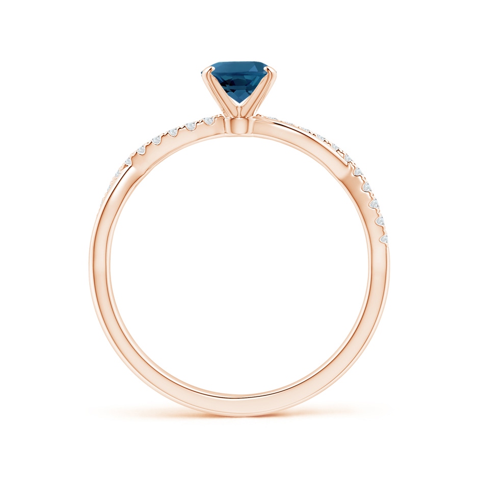 7x5mm AAA Oval London Blue Topaz Twist Shank Ring with Diamonds in Rose Gold side 199