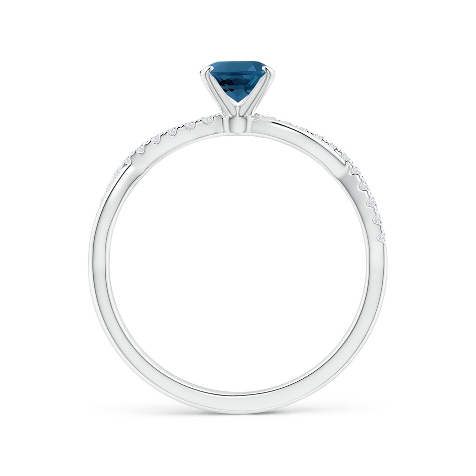 7x5mm AAA Oval London Blue Topaz Twist Shank Ring with Diamonds in White Gold side 199