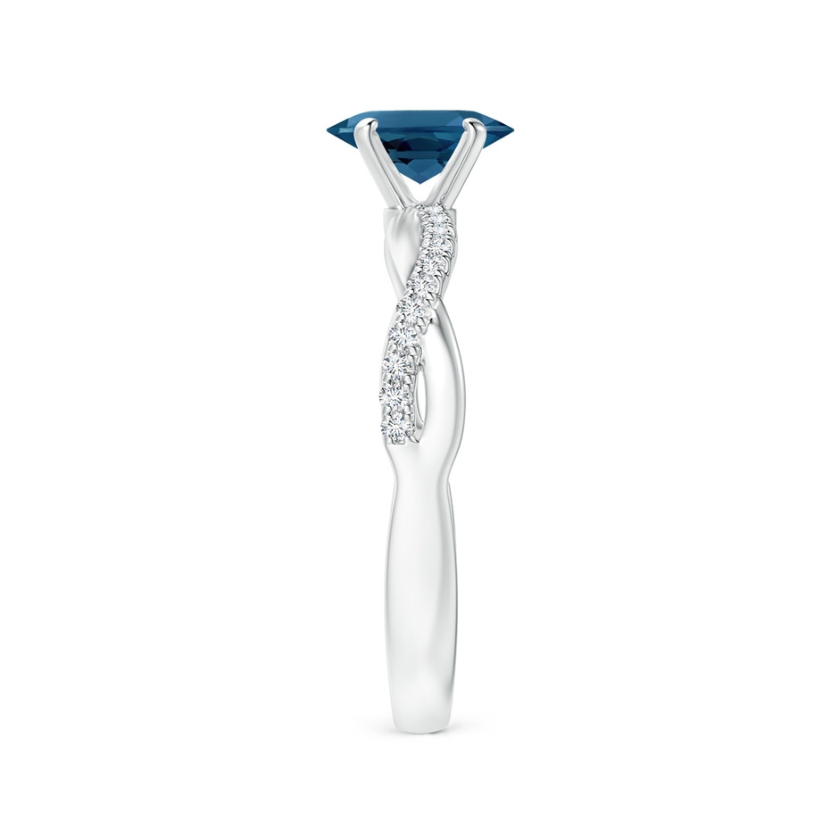 7x5mm AAA Oval London Blue Topaz Twist Shank Ring with Diamonds in White Gold side 299