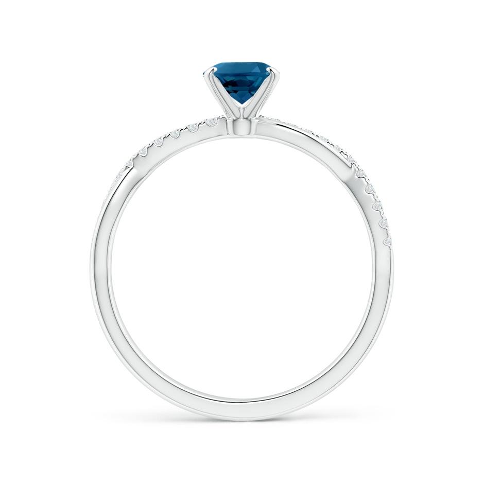 7x5mm AAAA Oval London Blue Topaz Twist Shank Ring with Diamonds in P950 Platinum side 199