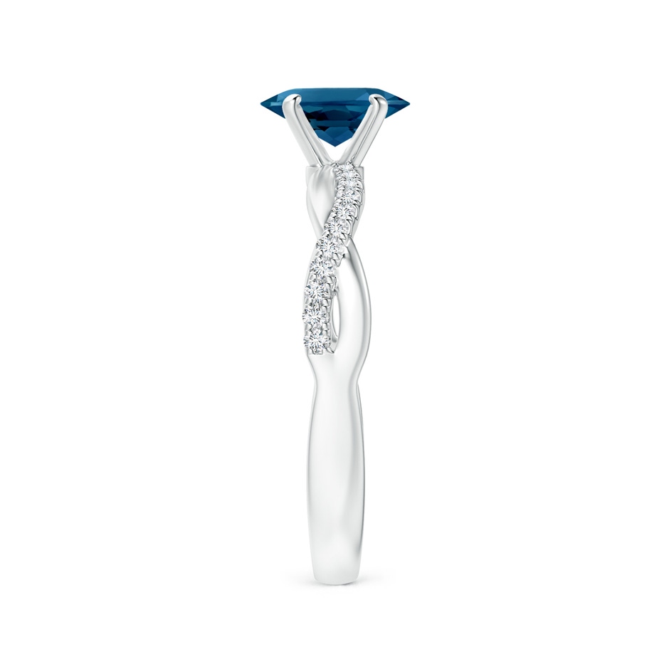 7x5mm AAAA Oval London Blue Topaz Twist Shank Ring with Diamonds in White Gold side 299