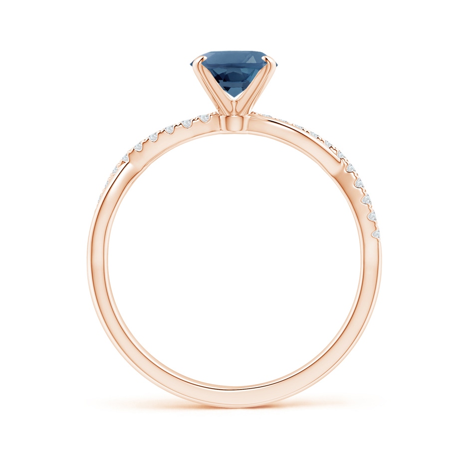 8x6mm A Oval London Blue Topaz Twist Shank Ring with Diamonds in Rose Gold side 199
