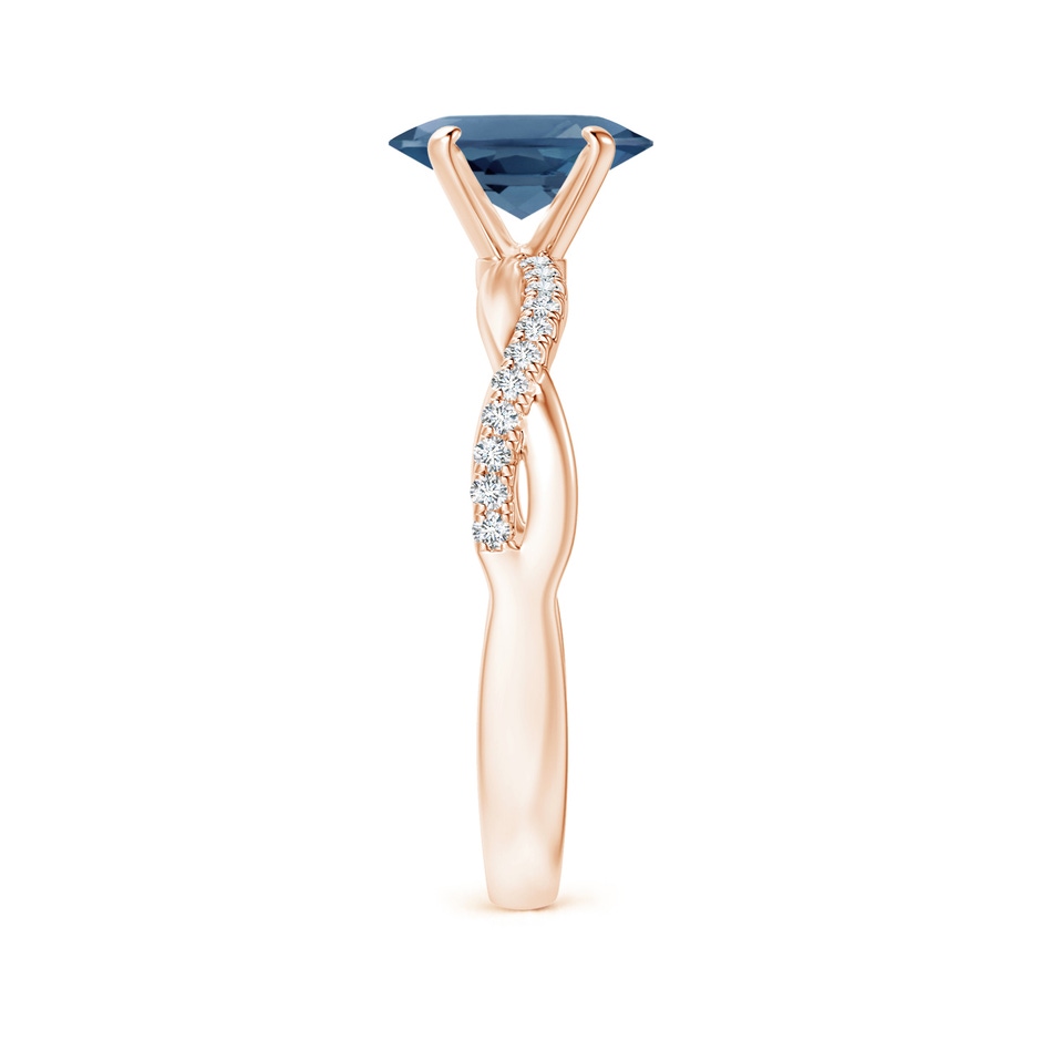 8x6mm A Oval London Blue Topaz Twist Shank Ring with Diamonds in Rose Gold side 299