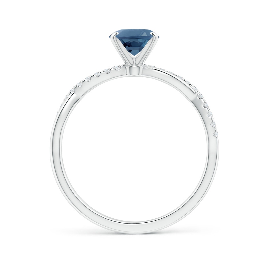 8x6mm A Oval London Blue Topaz Twist Shank Ring with Diamonds in White Gold side 199