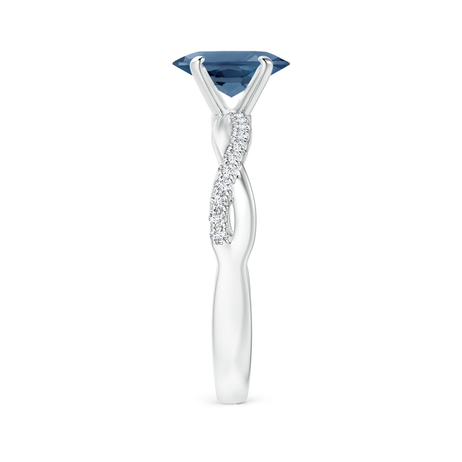 8x6mm A Oval London Blue Topaz Twist Shank Ring with Diamonds in White Gold side 299