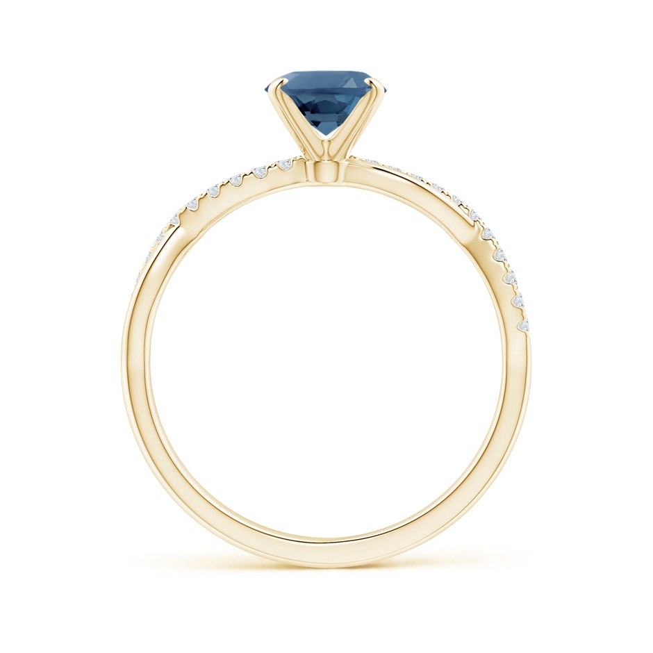 8x6mm A Oval London Blue Topaz Twist Shank Ring with Diamonds in Yellow Gold side 199