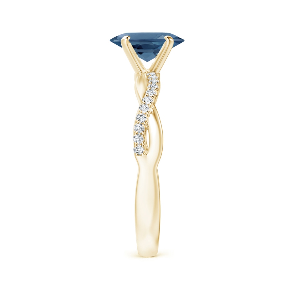 8x6mm A Oval London Blue Topaz Twist Shank Ring with Diamonds in Yellow Gold side 299