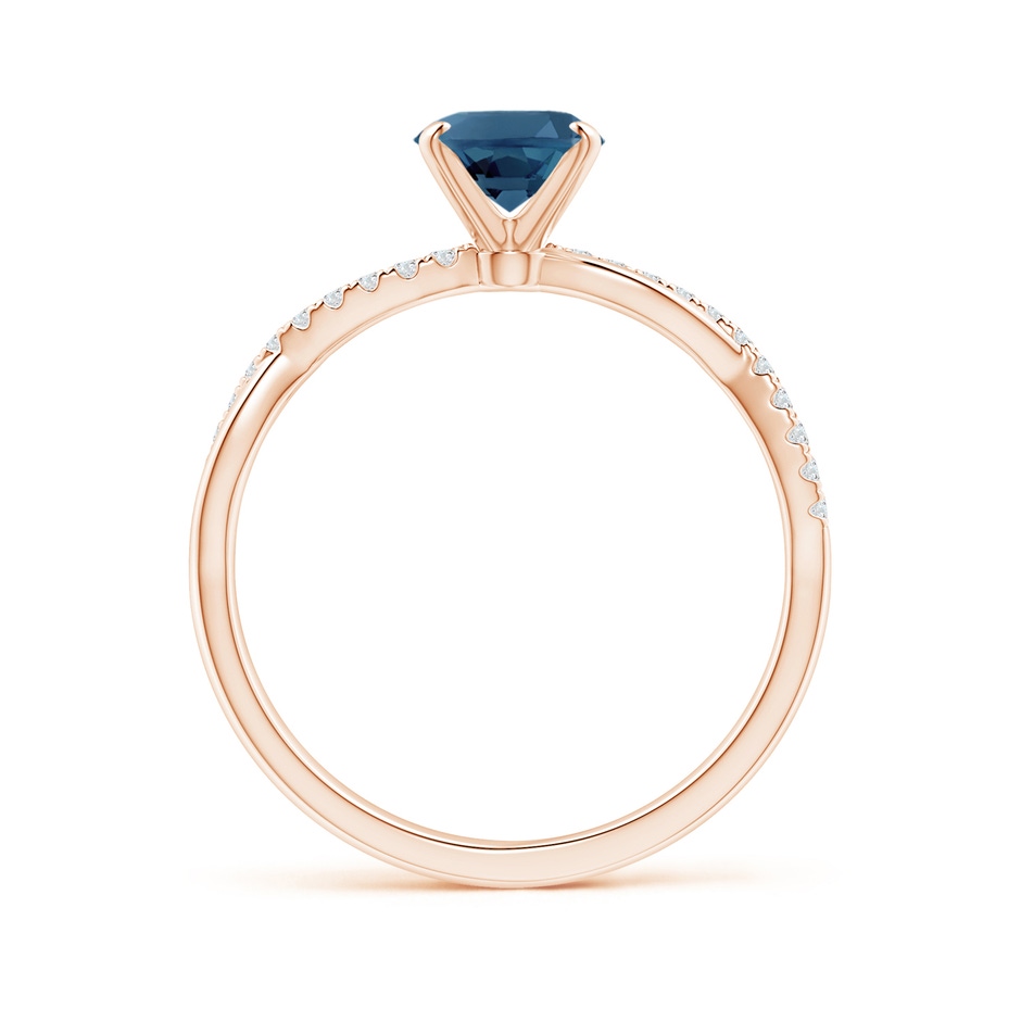 8x6mm AA Oval London Blue Topaz Twist Shank Ring with Diamonds in 18K Rose Gold side 199