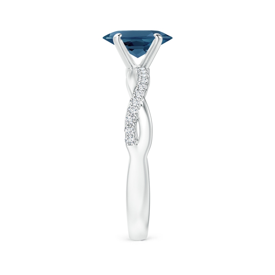 8x6mm AA Oval London Blue Topaz Twist Shank Ring with Diamonds in 9K White Gold side 299