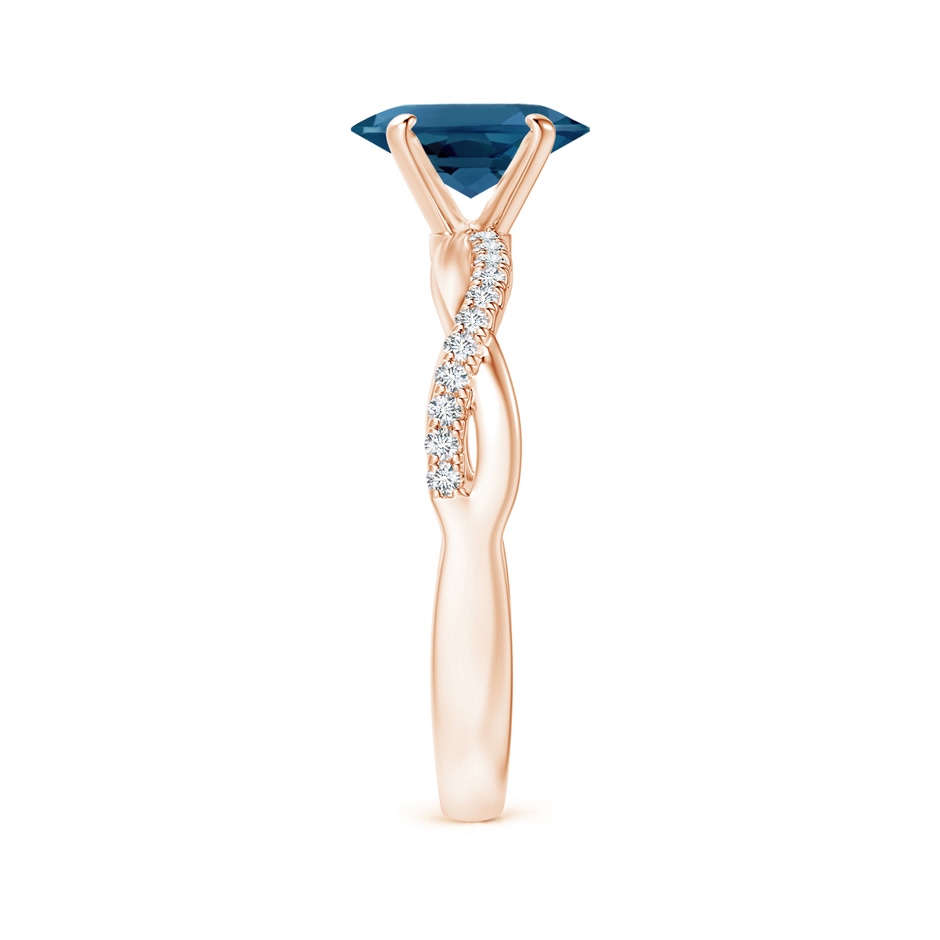 8x6mm AAA Oval London Blue Topaz Twist Shank Ring with Diamonds in 18K Rose Gold side 299