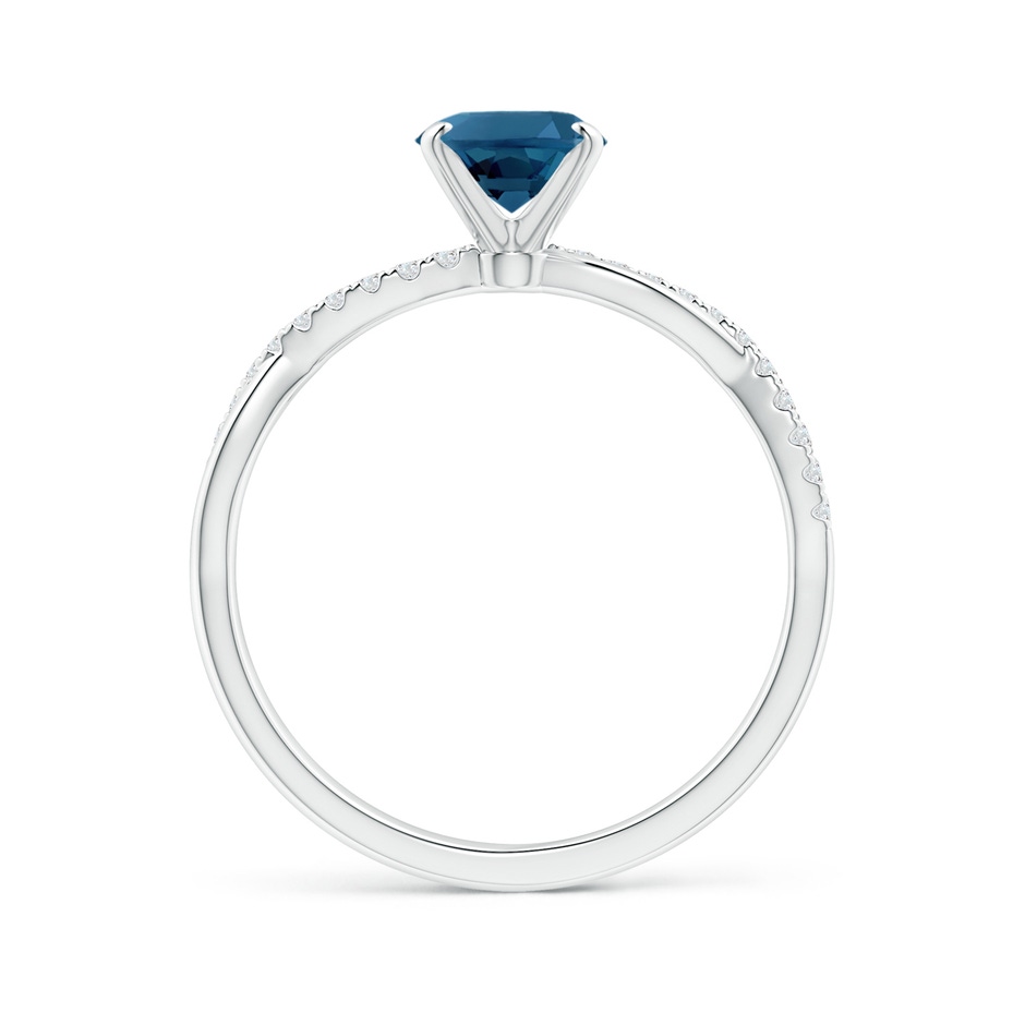 8x6mm AAA Oval London Blue Topaz Twist Shank Ring with Diamonds in 18K White Gold side 199