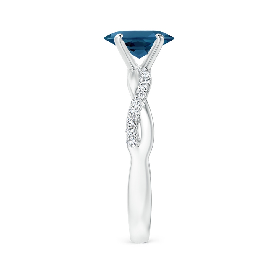 8x6mm AAA Oval London Blue Topaz Twist Shank Ring with Diamonds in 18K White Gold side 299