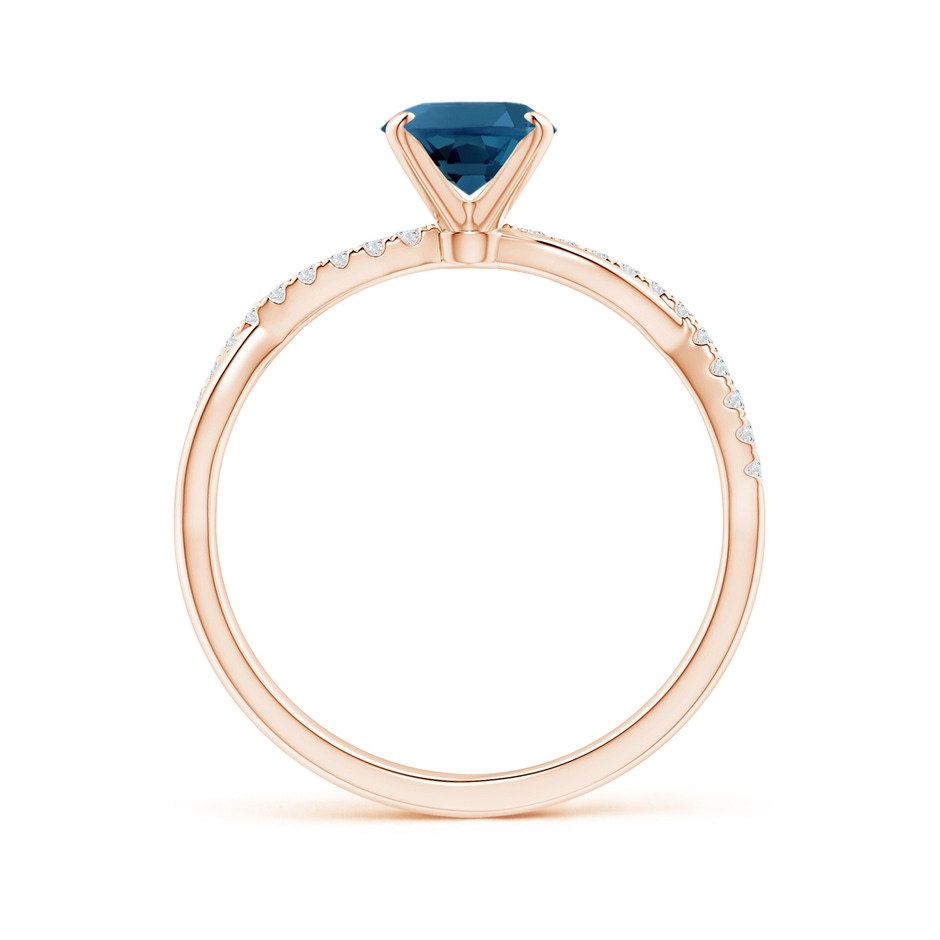 8x6mm AAA Oval London Blue Topaz Twist Shank Ring with Diamonds in Rose Gold side 199