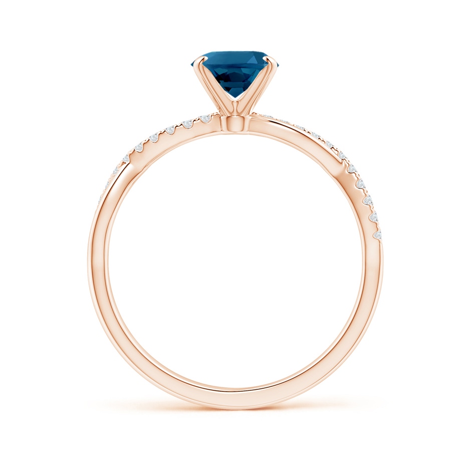 8x6mm AAAA Oval London Blue Topaz Twist Shank Ring with Diamonds in 18K Rose Gold side 199
