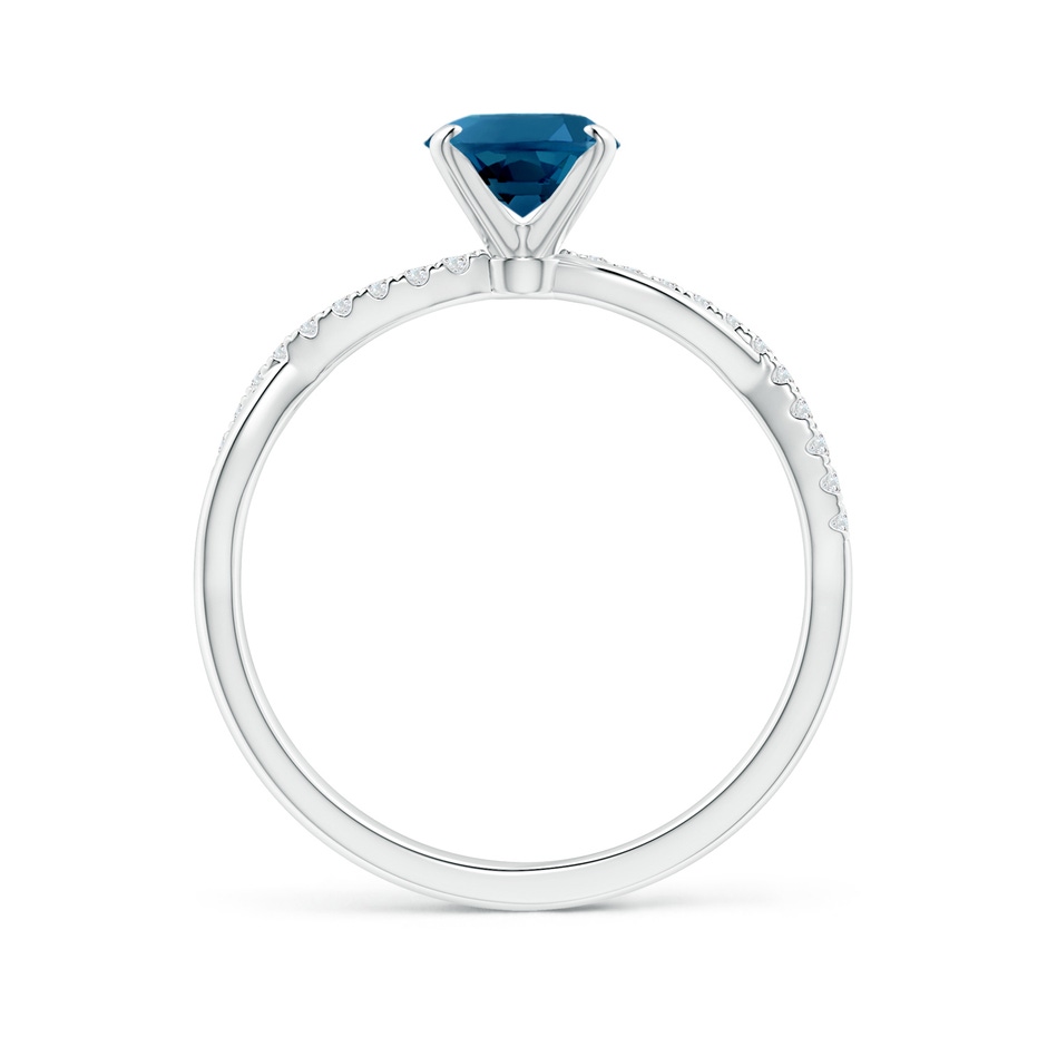 8x6mm AAAA Oval London Blue Topaz Twist Shank Ring with Diamonds in P950 Platinum side 199