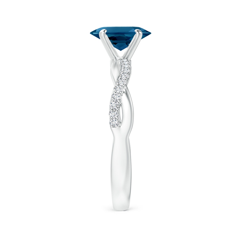 8x6mm AAAA Oval London Blue Topaz Twist Shank Ring with Diamonds in P950 Platinum side 299