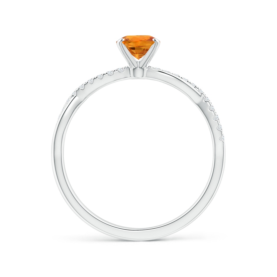 7x5mm AAA Oval Orange Sapphire Twist Shank Ring with Diamonds in White Gold side-1