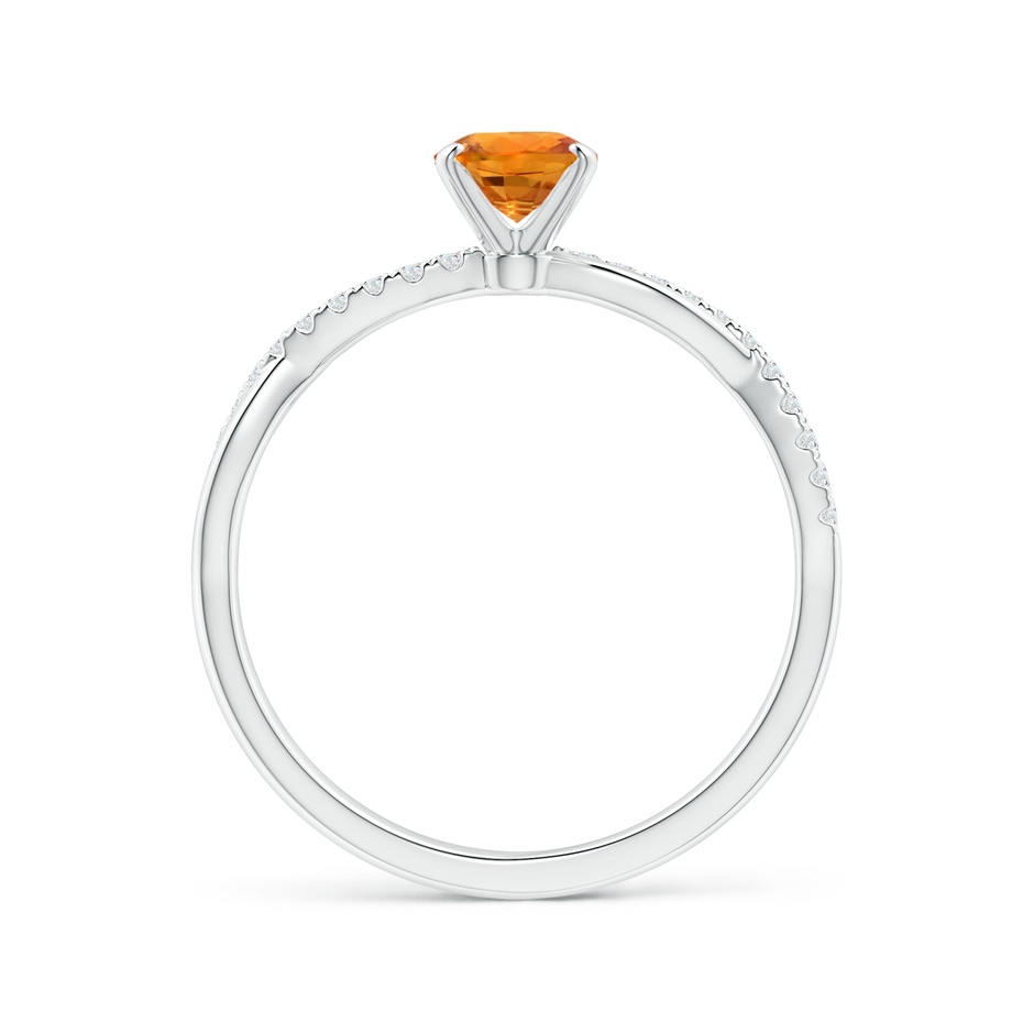7x5mm AAA Oval Orange Sapphire Twist Shank Ring with Diamonds in White Gold side 199