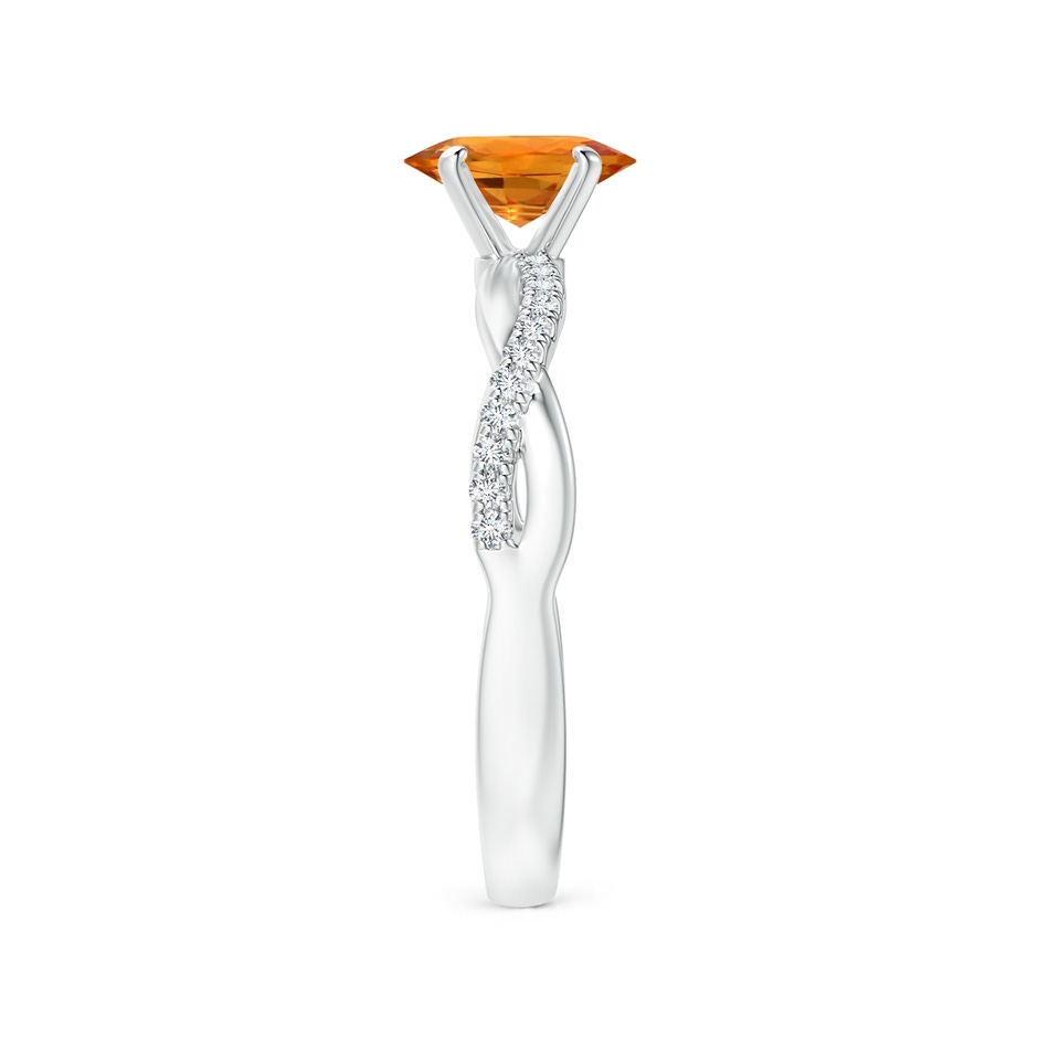 7x5mm AAA Oval Orange Sapphire Twist Shank Ring with Diamonds in White Gold side 299
