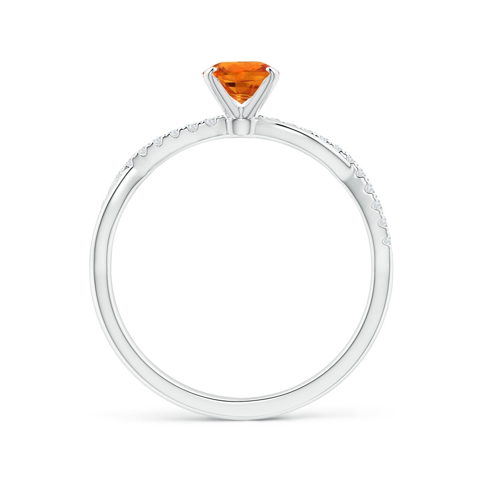 7x5mm AAAA Oval Orange Sapphire Twist Shank Ring with Diamonds in 18K White Gold side 199