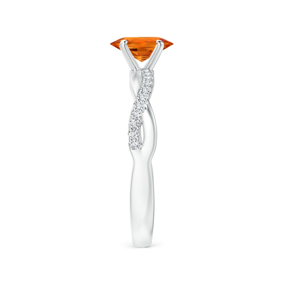 7x5mm AAAA Oval Orange Sapphire Twist Shank Ring with Diamonds in 18K White Gold side 299