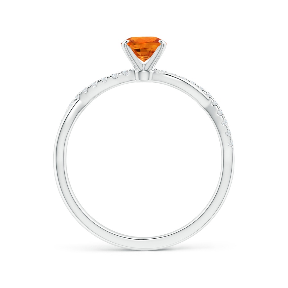 7x5mm AAAA Oval Orange Sapphire Twist Shank Ring with Diamonds in White Gold side-1