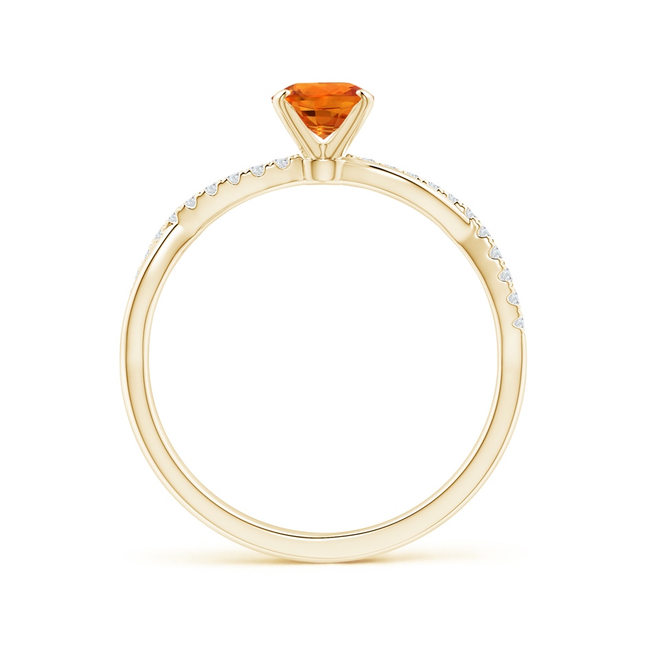 7x5mm AAAA Oval Orange Sapphire Twist Shank Ring with Diamonds in Yellow Gold side 199