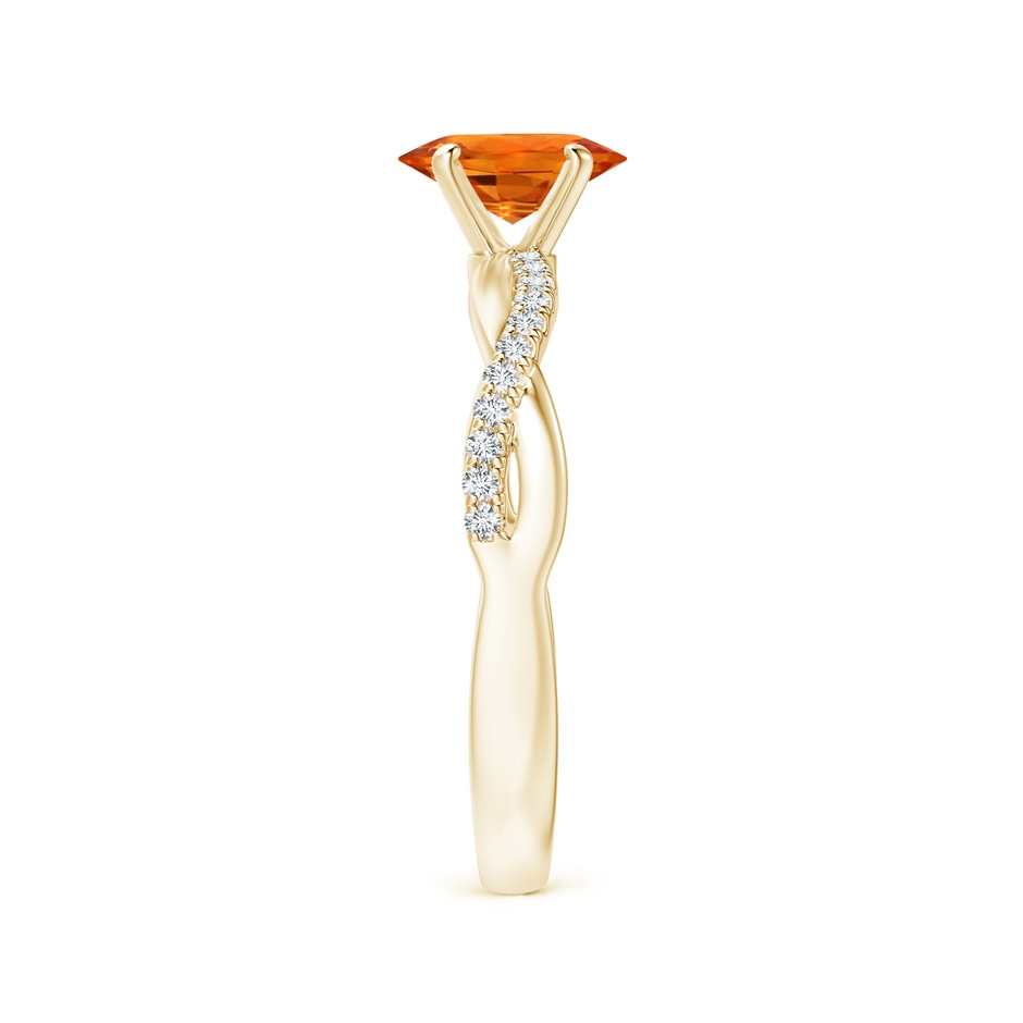 7x5mm AAAA Oval Orange Sapphire Twist Shank Ring with Diamonds in Yellow Gold side 299