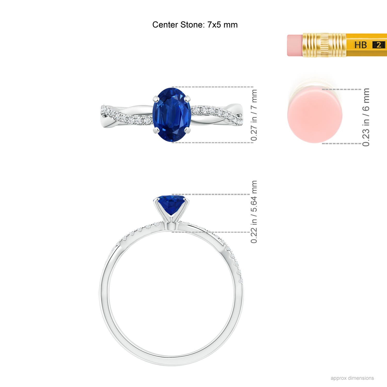 AAA - Blue Sapphire / 0.96 CT / 14 KT White Gold